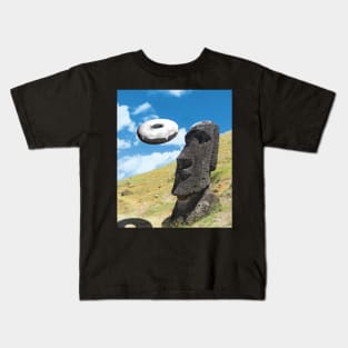 Easter island head with stone donut. Kids T-Shirt